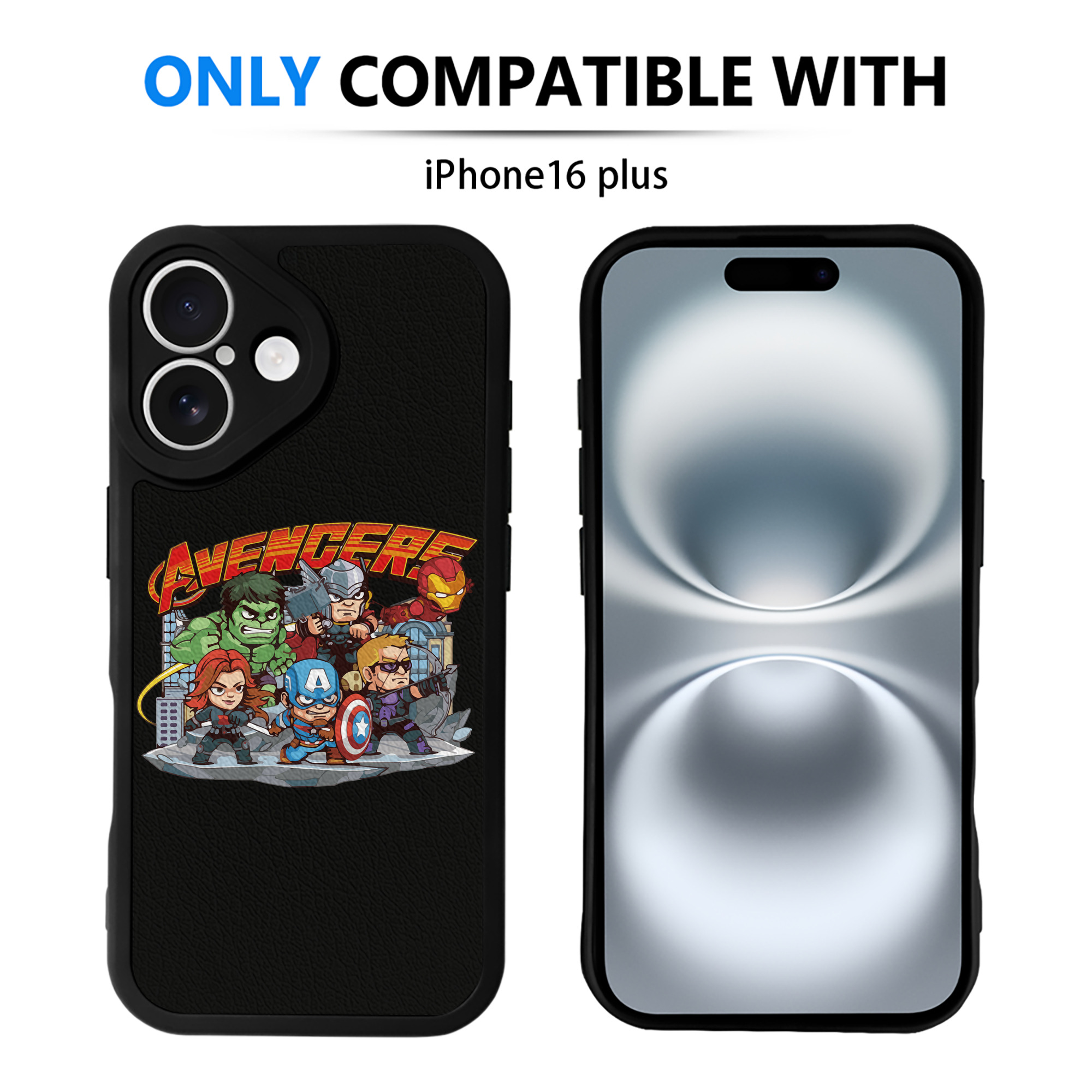 （画像用） アベンジャーズ The Avengers 【iPhone 16シリーズ対応】シリコンスマホケース（レザー調） 材質：シリコン